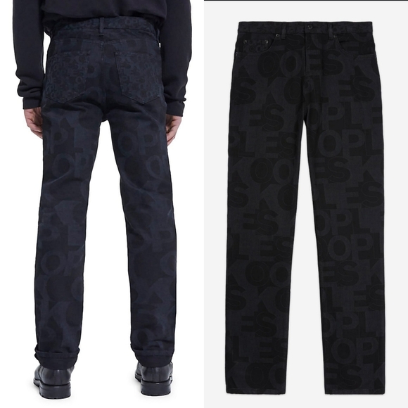 The Kooples Other - The Kooples Men's Straight-Cut Allover Logo-Print Jeans Size 29 Black